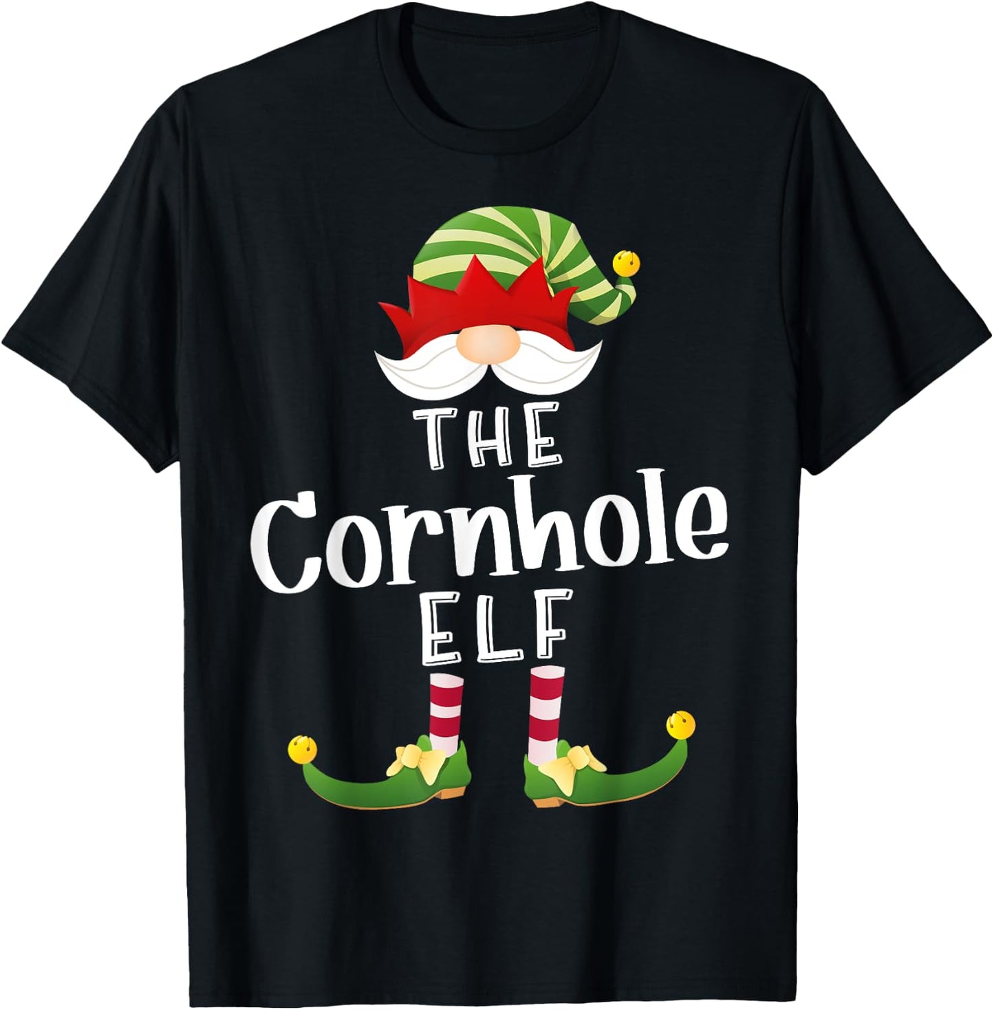 Cornhole Elf Group Christmas Funny Pajama Party T-Shirt - T-Shirt | Black