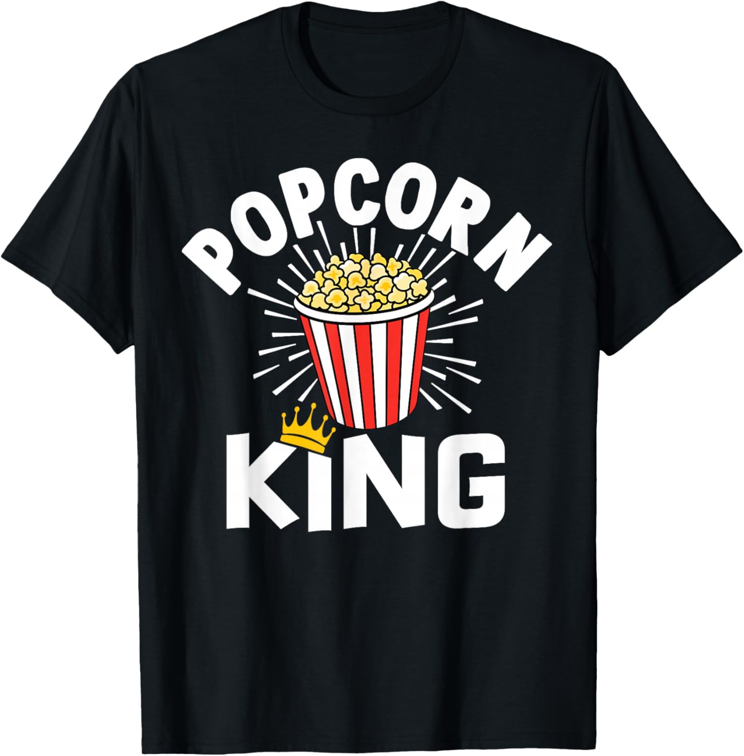 Popcorn King Cinema Movie Snack T-Shirt - T-Shirt | Black