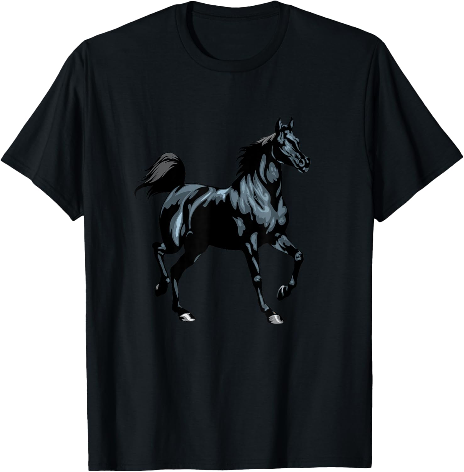 Realistic Black Arabian Horse T-Shirt - T-Shirt | Black