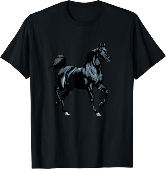 Realistic Black Arabian Horse T-Shirt - T-Shirt | Black