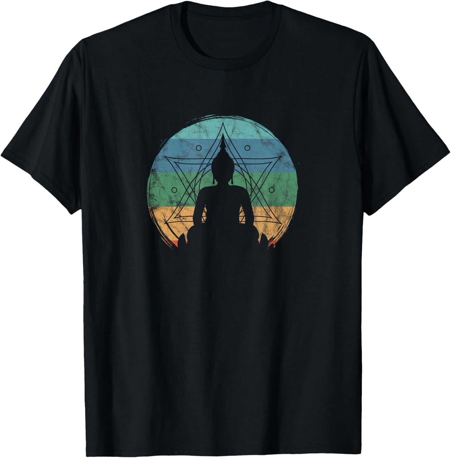 Retro Buddha Buddhist Yoga Spiritual Meditation Zen T-Shirt - T-Shirt | Black