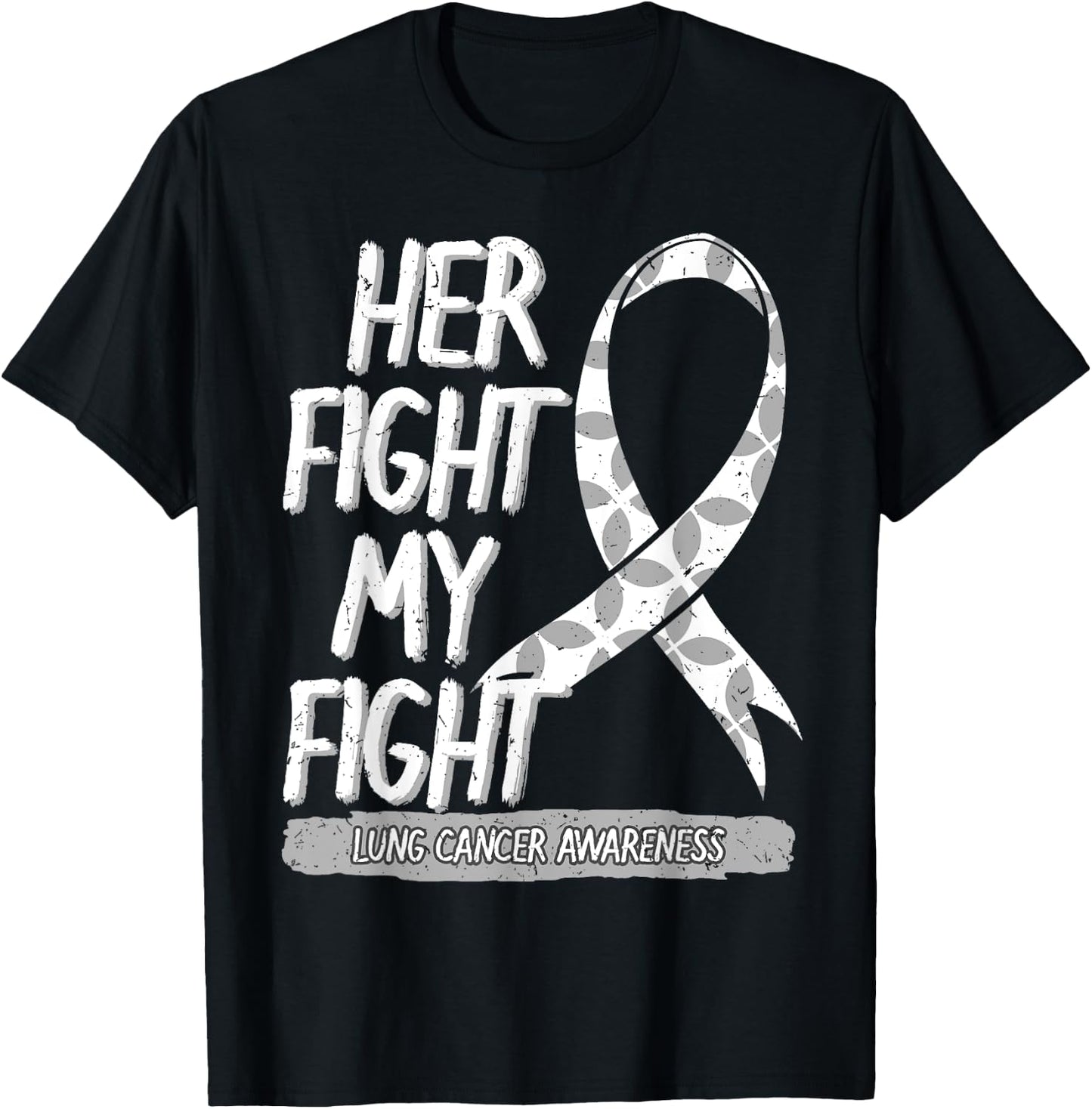 Lung Cancer Awareness White Ribbon Carcinoma Patient Gift T-Shirt - T-Shirt | Black