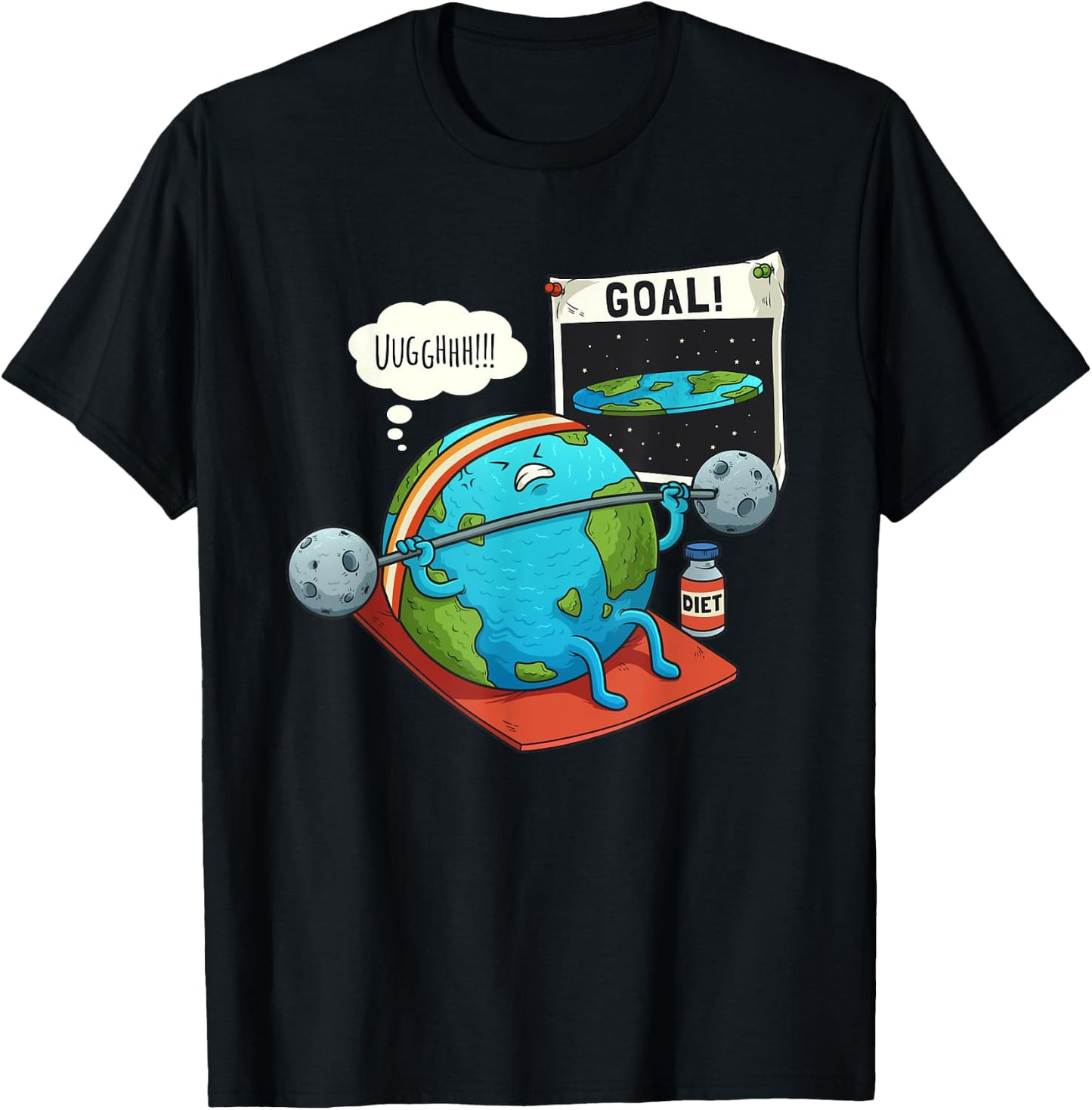 Funny Flat Earth Fitness Target Gym Workout Training Meme T-Shirt - T-Shirt | Black