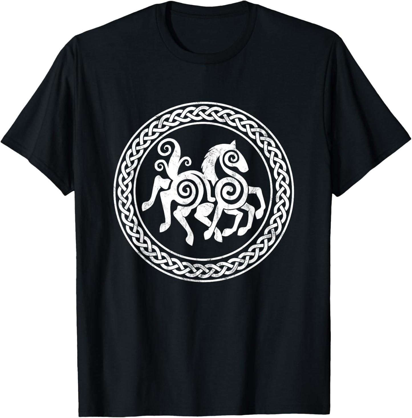 Sleipnir Horse Of Odin Runic Circle Viking Gift T-Shirt - T-Shirt | Black
