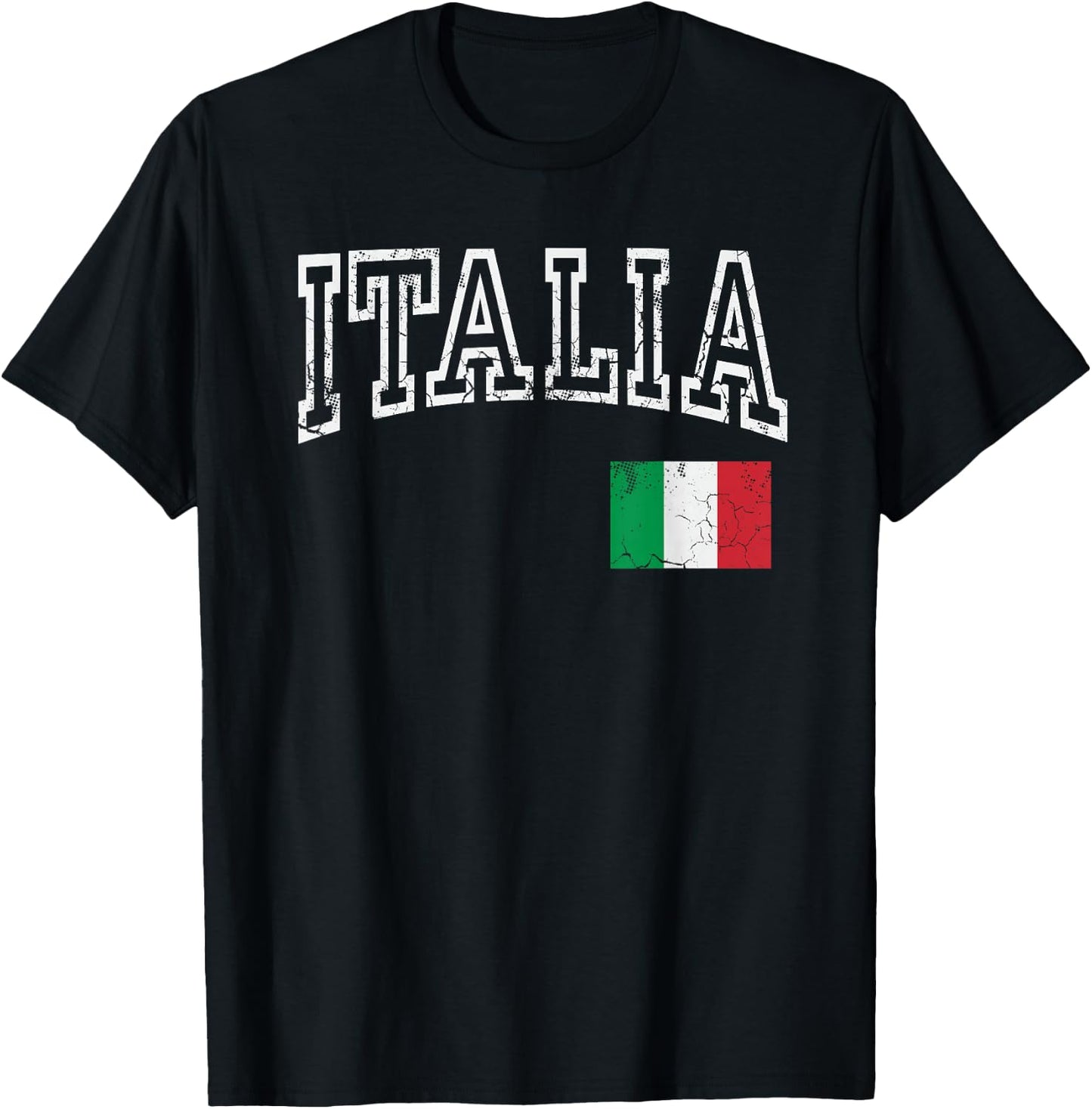Italia Italian Flag Italy Distressed Design T-Shirt - T-Shirt | Black