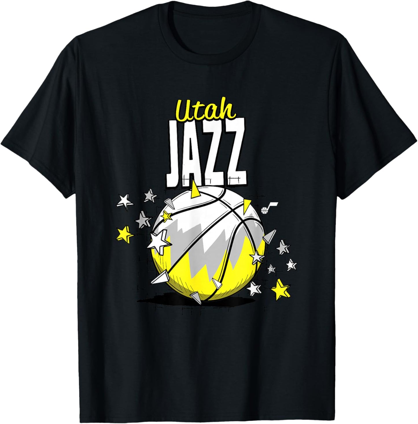 NBA Utah Jazz Basketball Doodle Stars T-Shirt - T-Shirt | Black