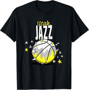 NBA Utah Jazz Basketball Doodle Stars T-Shirt - T-Shirt | Black