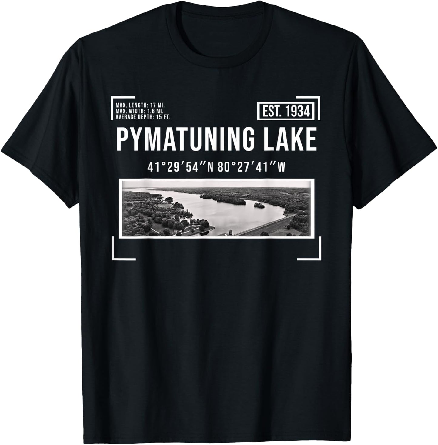 Pymatuning Lake Reservoir Black and White Photography OH PA T-Shirt - T-Shirt | Black