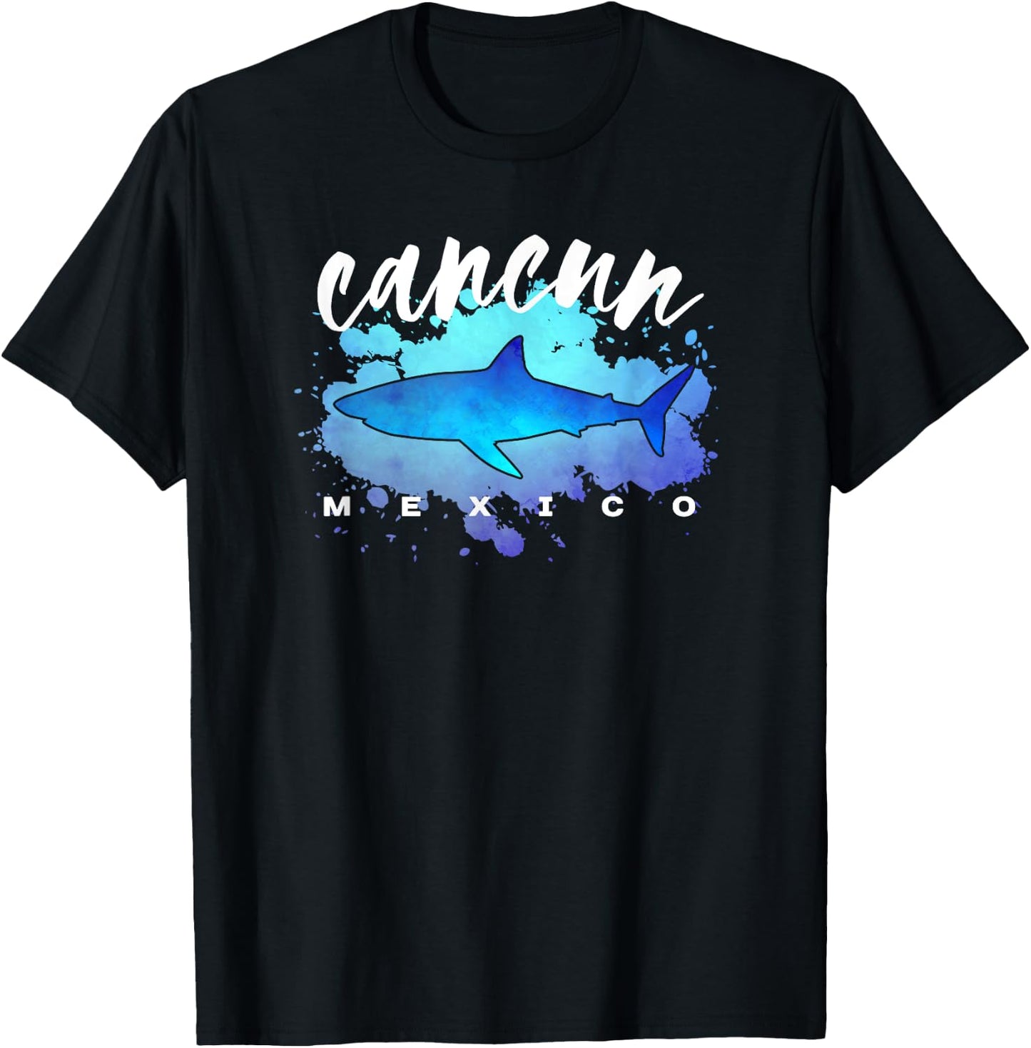 Cancun Mexico Beach Dive Spring Break Vacation Shark Graphic T-Shirt - T-Shirt | Black