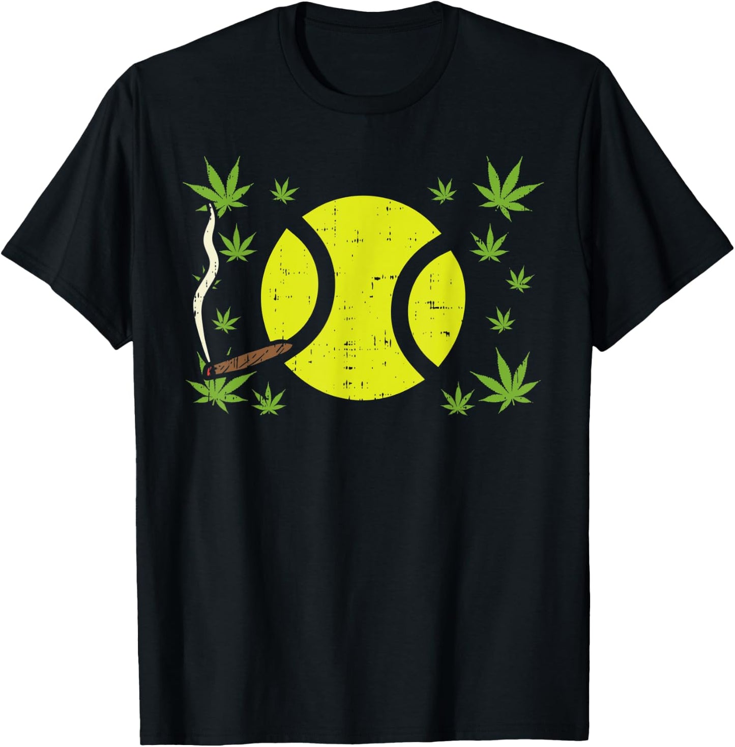 Tennis Ball Smoking Weed Cannabis 420 THC Blunt Stoner Gift T-Shirt - T-Shirt | Black