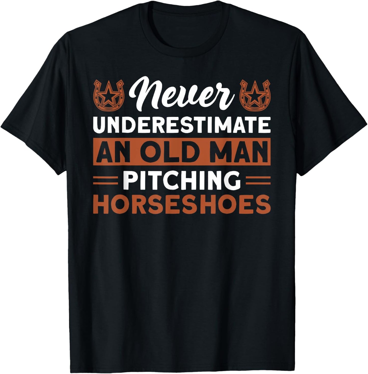 Horseshoe pitching old man horseshoe throwing design T-Shirt - T-Shirt | Black