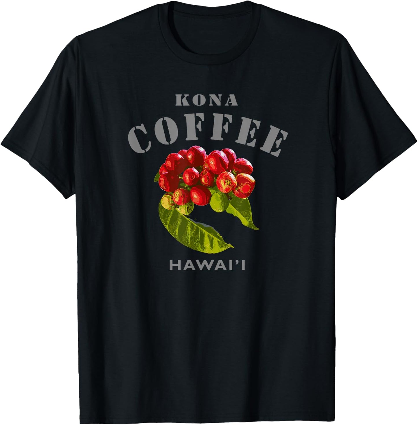 Kona Coffee Hawaii Famous Big Island Modern Hawaiian Aloha T-Shirt - T-Shirt | Black