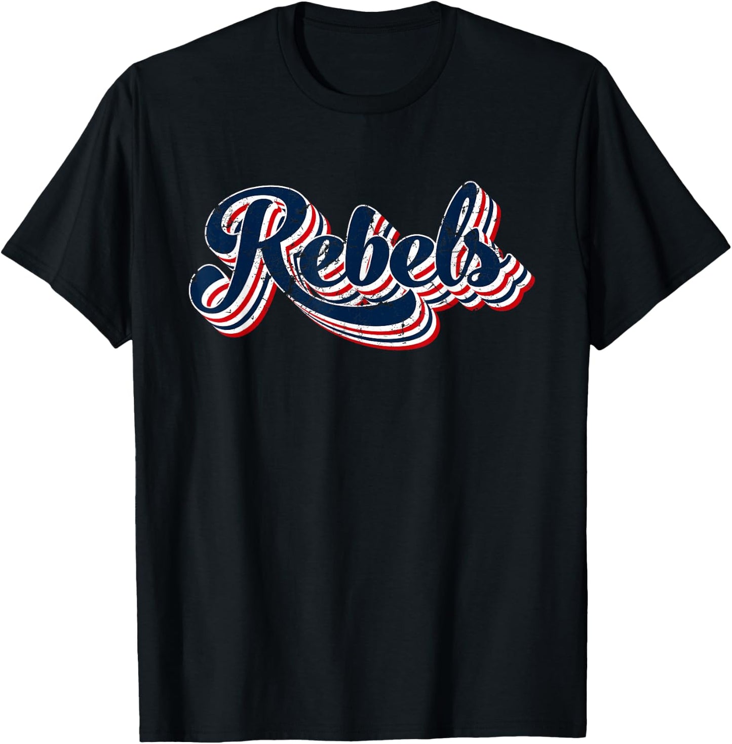 Rebels Patriotic USA America Proud 4th of July Retro Graphic T-Shirt - T-Shirt | Black