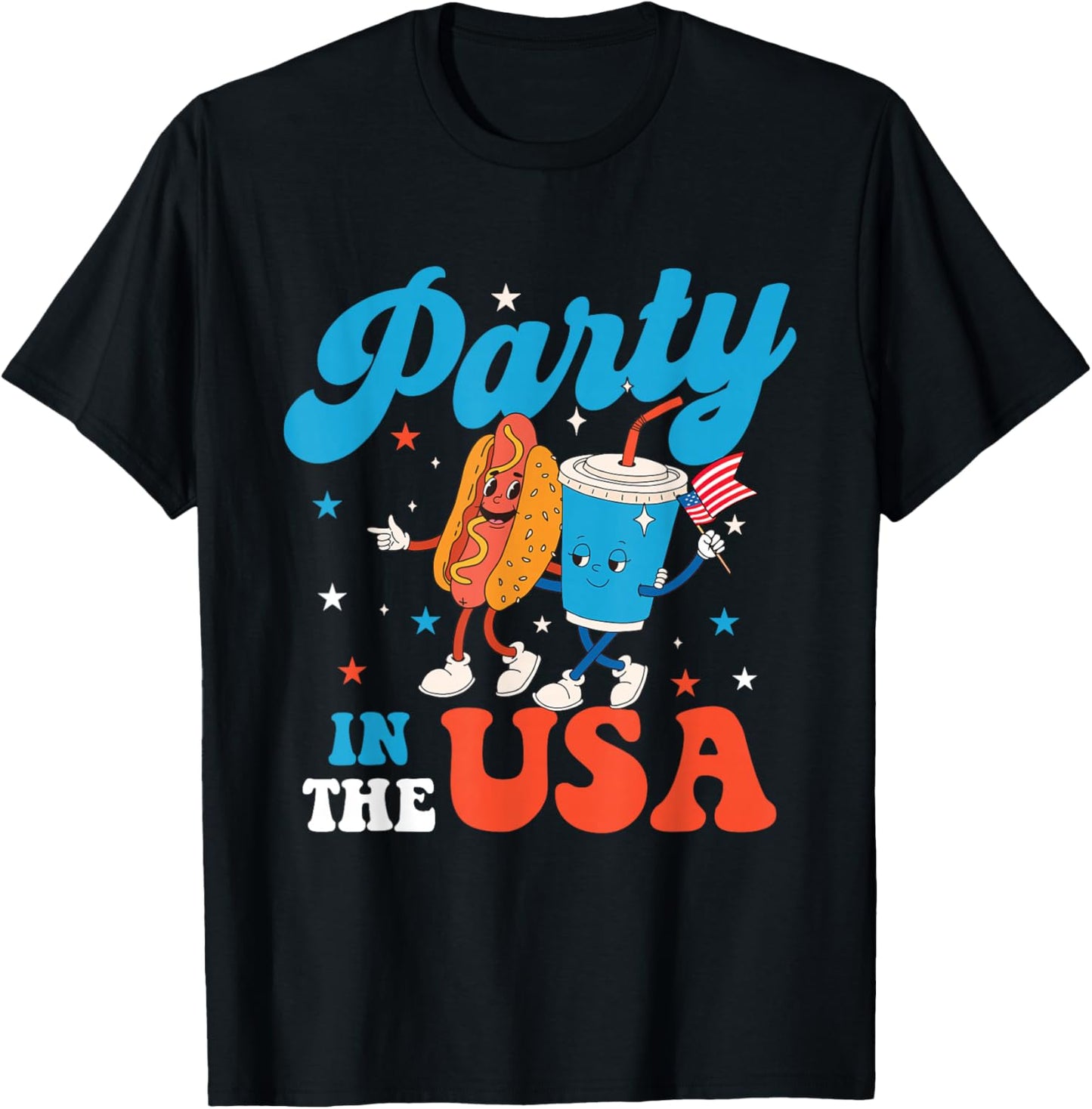 Party in The USA - USA American Flag 4th of July Fourth T-Shirt - T-Shirt | Black