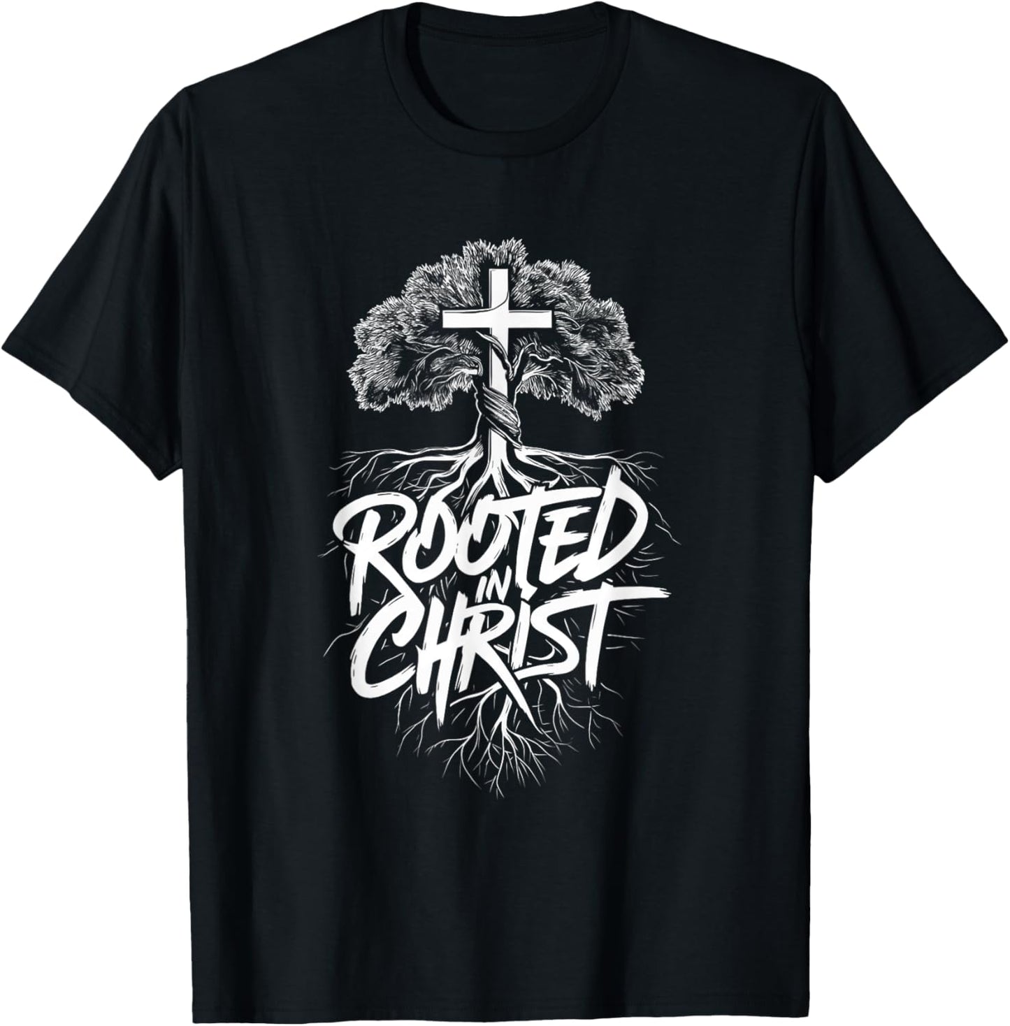Jesus and God Believers Brand Rooted in Christ Faith Christian Religious , Small, Black T-Shirt - T-Shirt | Black