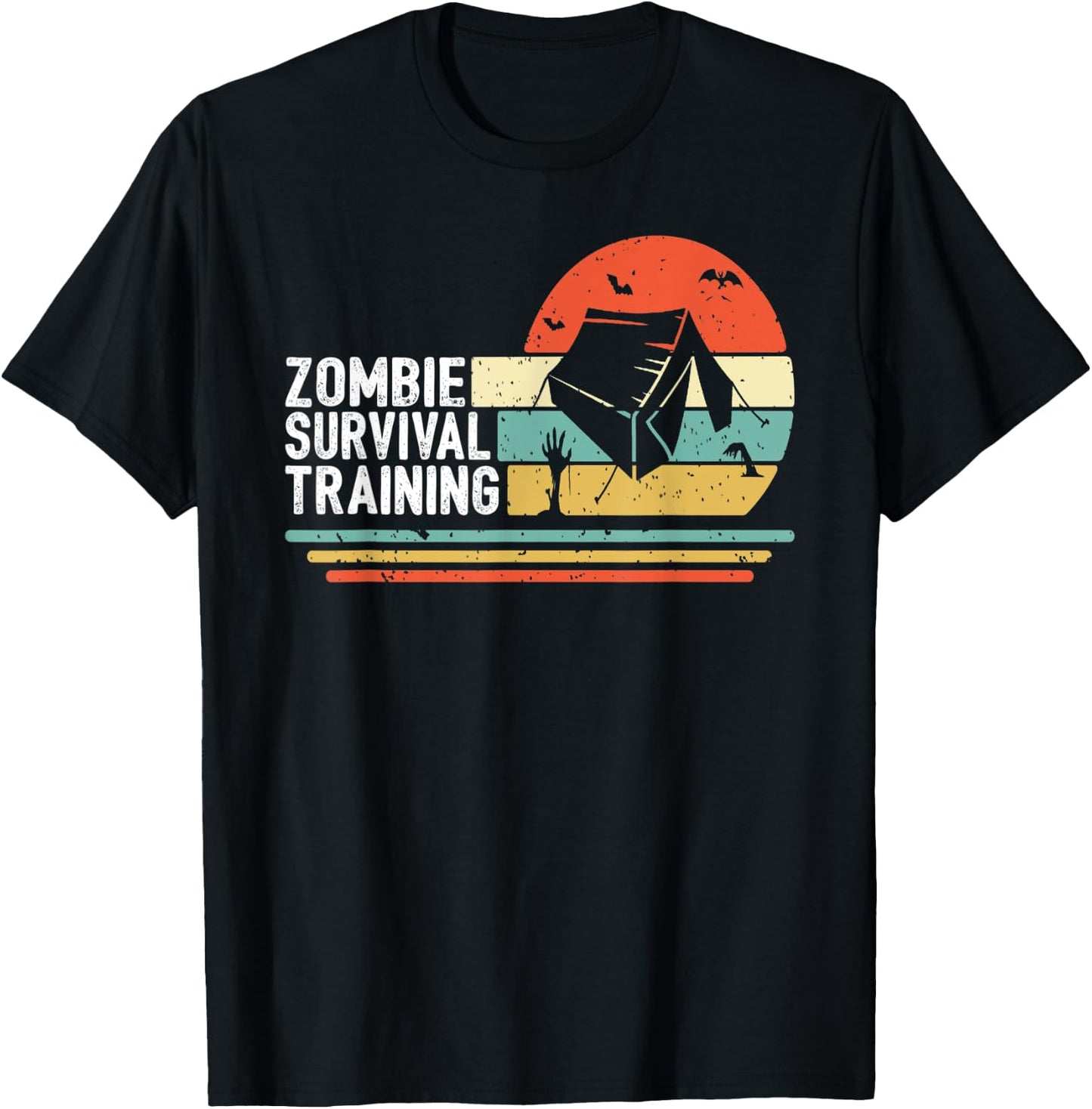Halloween Camping Gift Scary Camper Zombie Survival Training T-Shirt - T-Shirt | Black