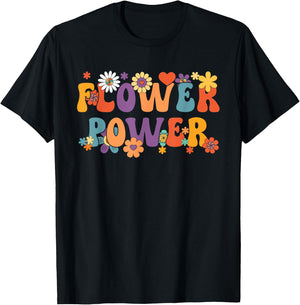 Flower Power | Groovy Vintage | Hippy Hippies T-Shirt - T-Shirt | Black