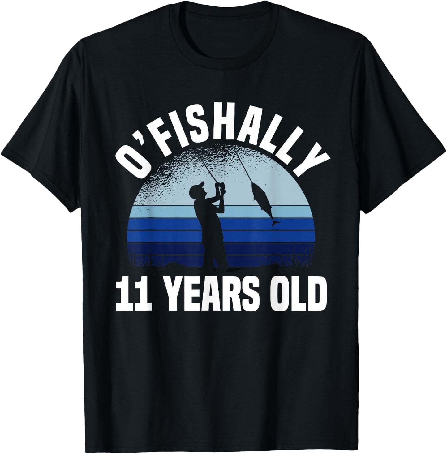 Ofishally 11 Years Old Fisherman 11th Birthday Fishing T-Shirt - T-Shirt | Black