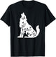 Wolf and Butterflies Cute Graphic Wolves Women Girls T-Shirt - T-Shirt | Black