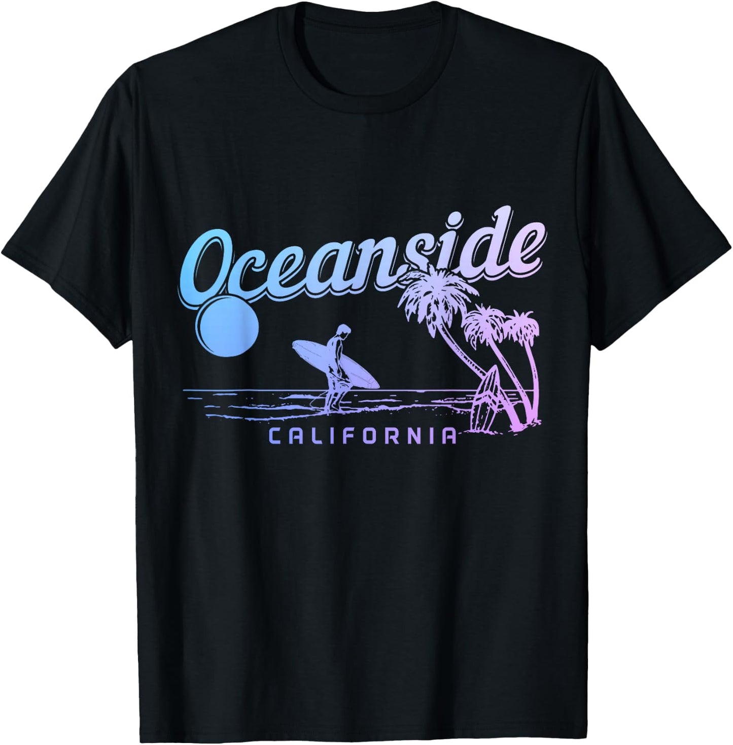 Oceanside California Surf Beach Vintage Souvenir Surfer T-Shirt - T-Shirt | Black