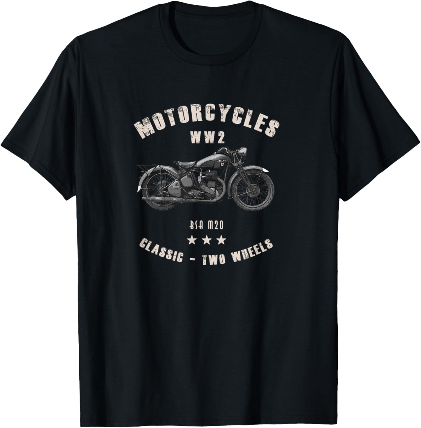 BSA M20 Classic Motorcycle WW2 T-Shirt - T-Shirt | Black