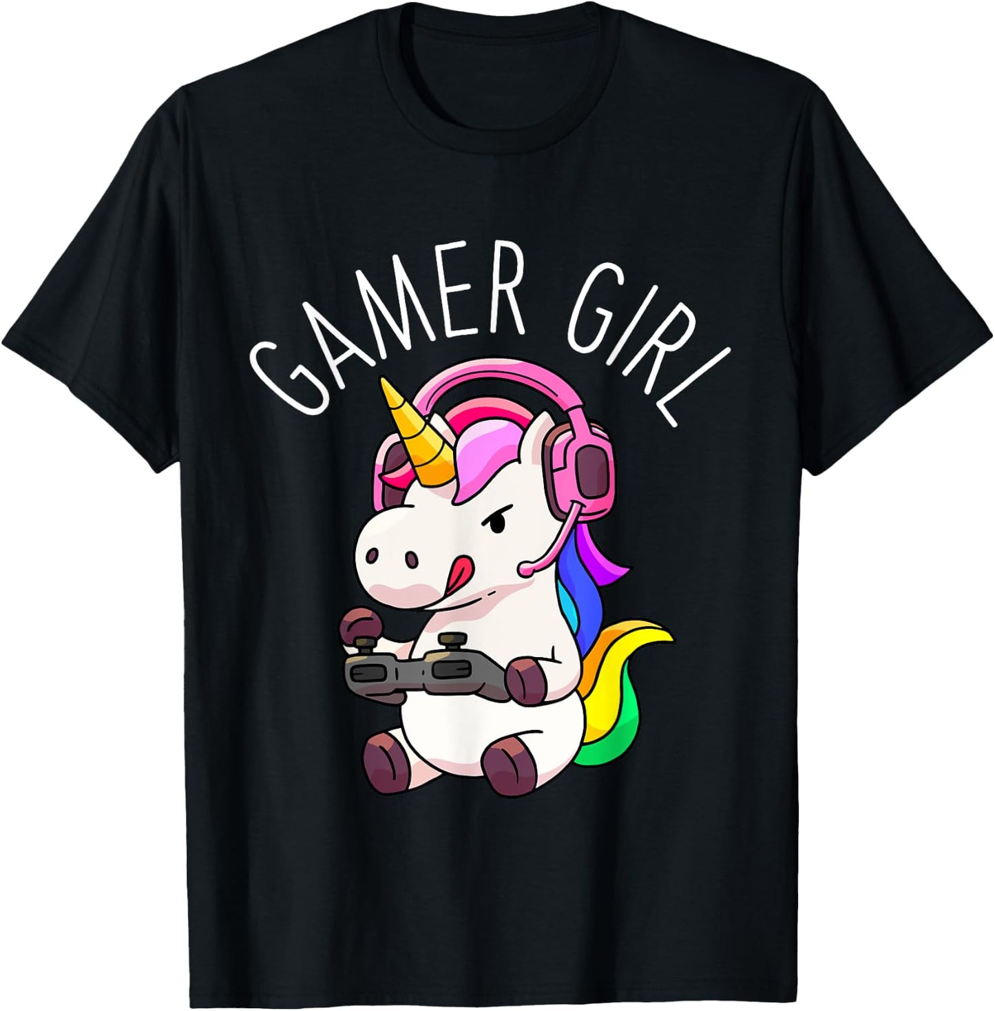 Gamer Girl Unicorn Gaming Cute Video Game Gift Women Girls T-Shirt - T-Shirt | Black