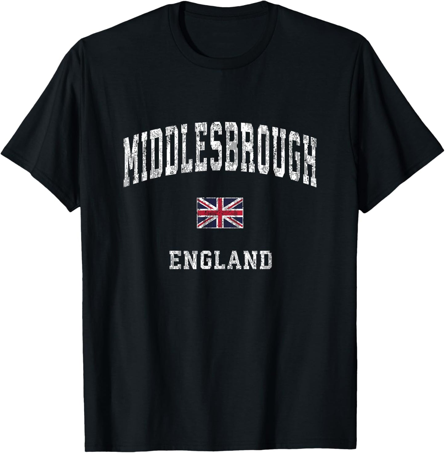 Middlesbrough England Vintage Athletic Sports Design T-Shirt - T-Shirt | Black