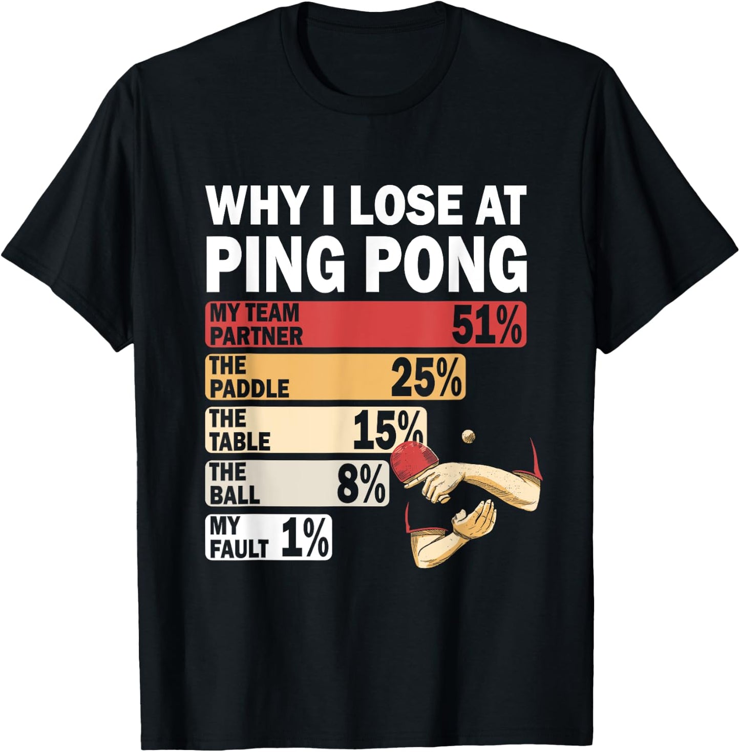Why I Lose at Ping Pong Table Tennis Funny My Fault T-Shirt - T-Shirt | Black