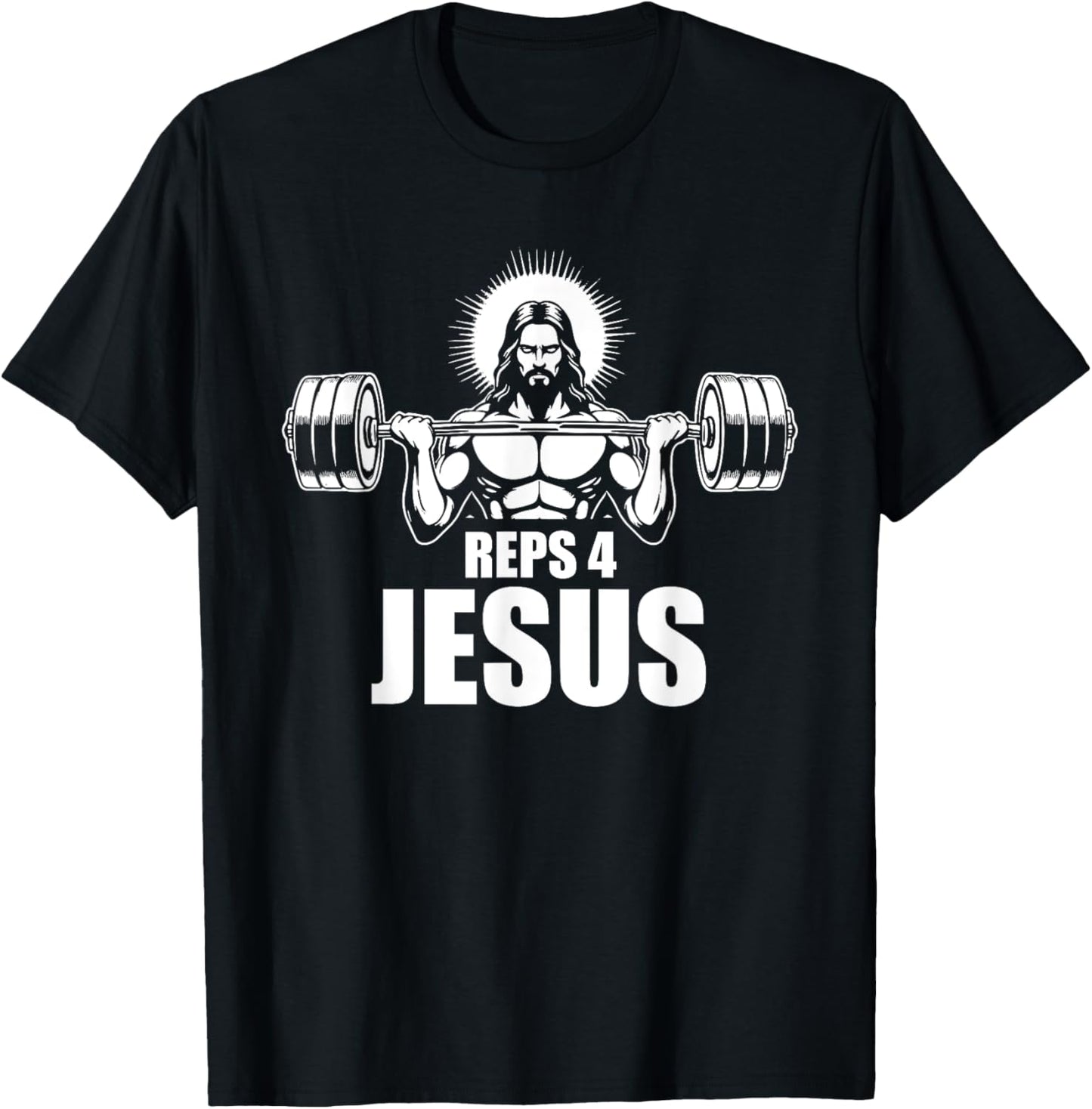 Reps 4 Jesus Gym Christian Weightlifting Workout T-Shirt - T-Shirt | Black