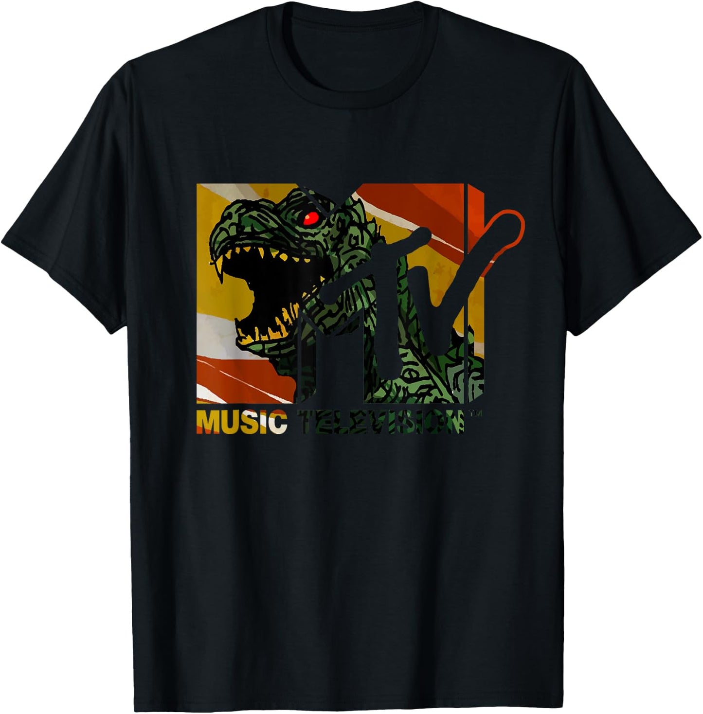Mademark x MTV - MTV Logo Monster will Eat You Vintage Graphic Men & Women T-Shirt - T-Shirt | Black