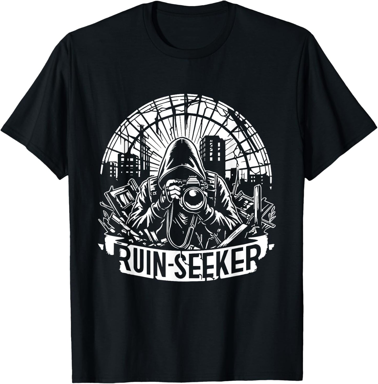 Retro Urban Explorer - Abandoned Places Vintage Ruin Seeker T-Shirt - T-Shirt | Black