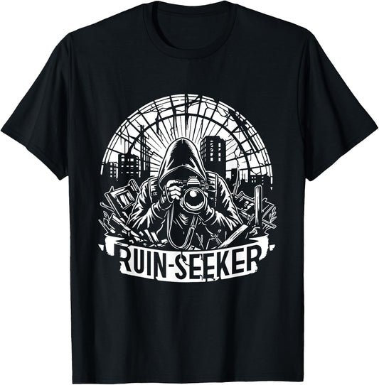 Retro Urban Explorer - Abandoned Places Vintage Ruin Seeker T-Shirt - T-Shirt | Black