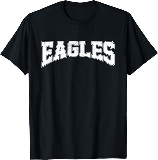 Vintage Eagles Name Sports Athletic Text Arch Gift Men Women T-Shirt - T-Shirt | Black