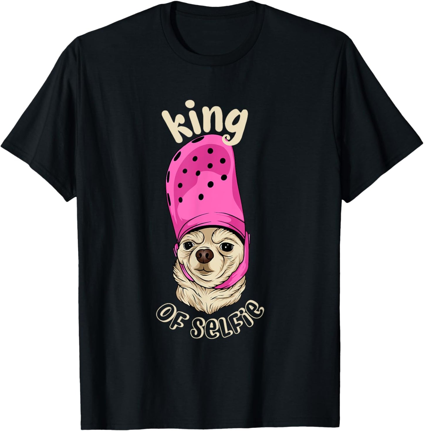 King Of Selfie Funny Meme Cute Dog T-Shirt - T-Shirt | Black