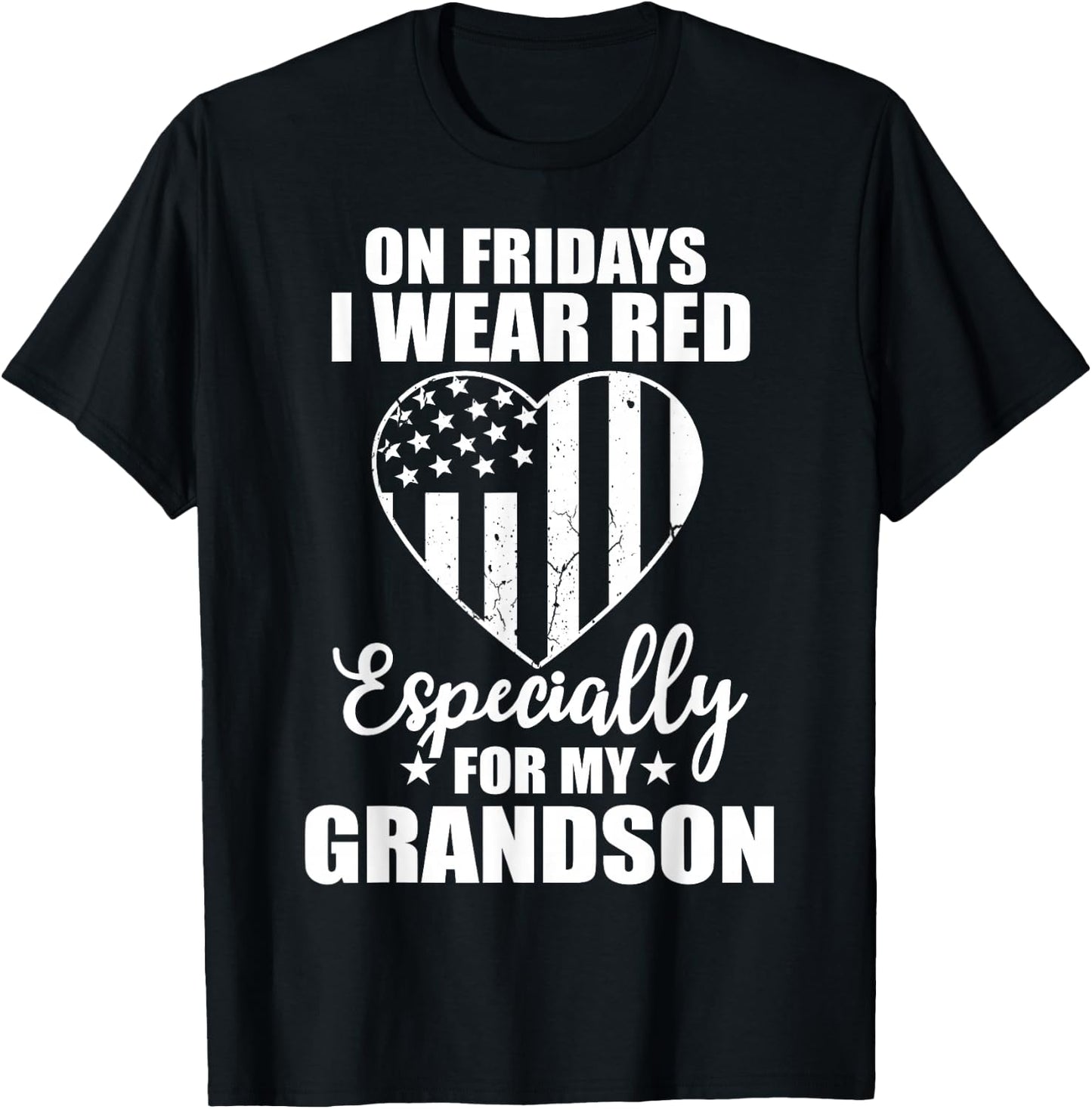 Red Friday For My Grandson Military Troops Deployed Wear T-Shirt - T-Shirt | Black