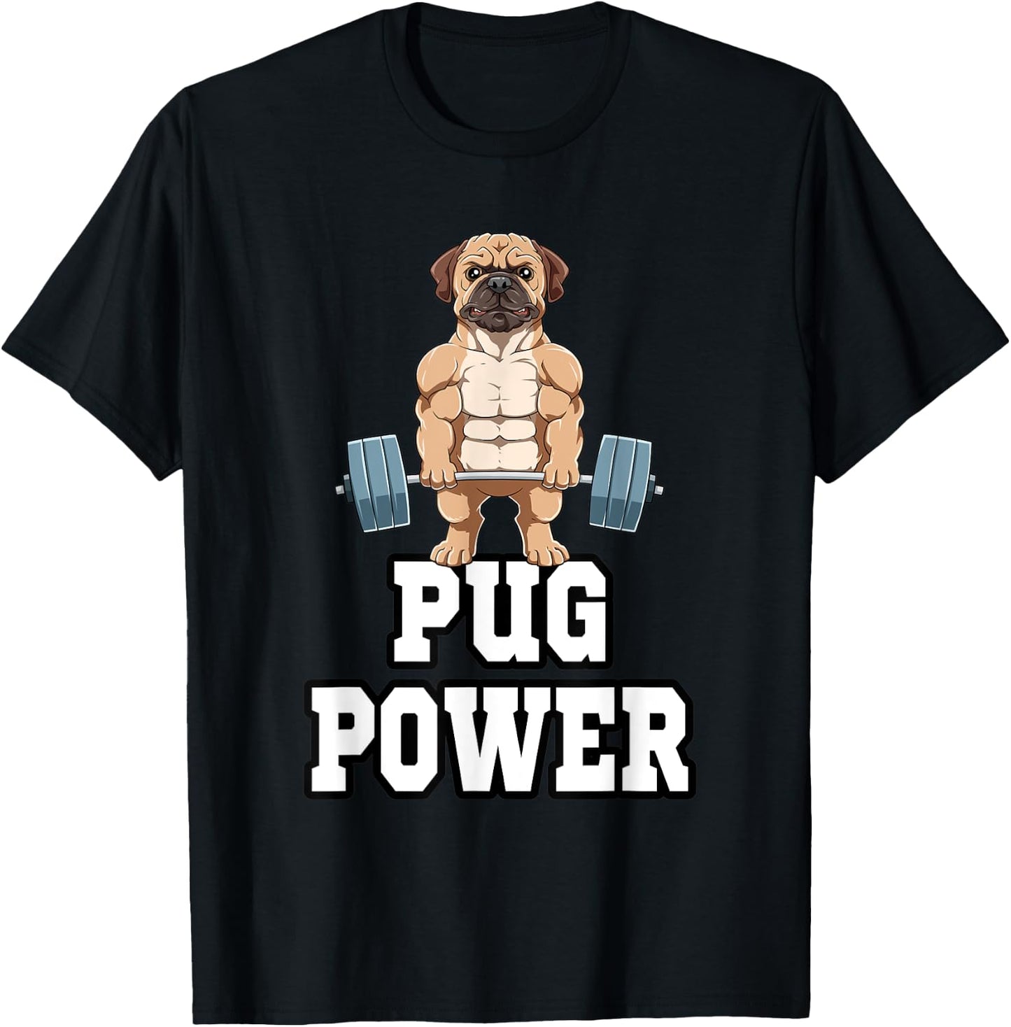 Pug Fitness Muscles Workout Weight T-Shirt - T-Shirt | Black