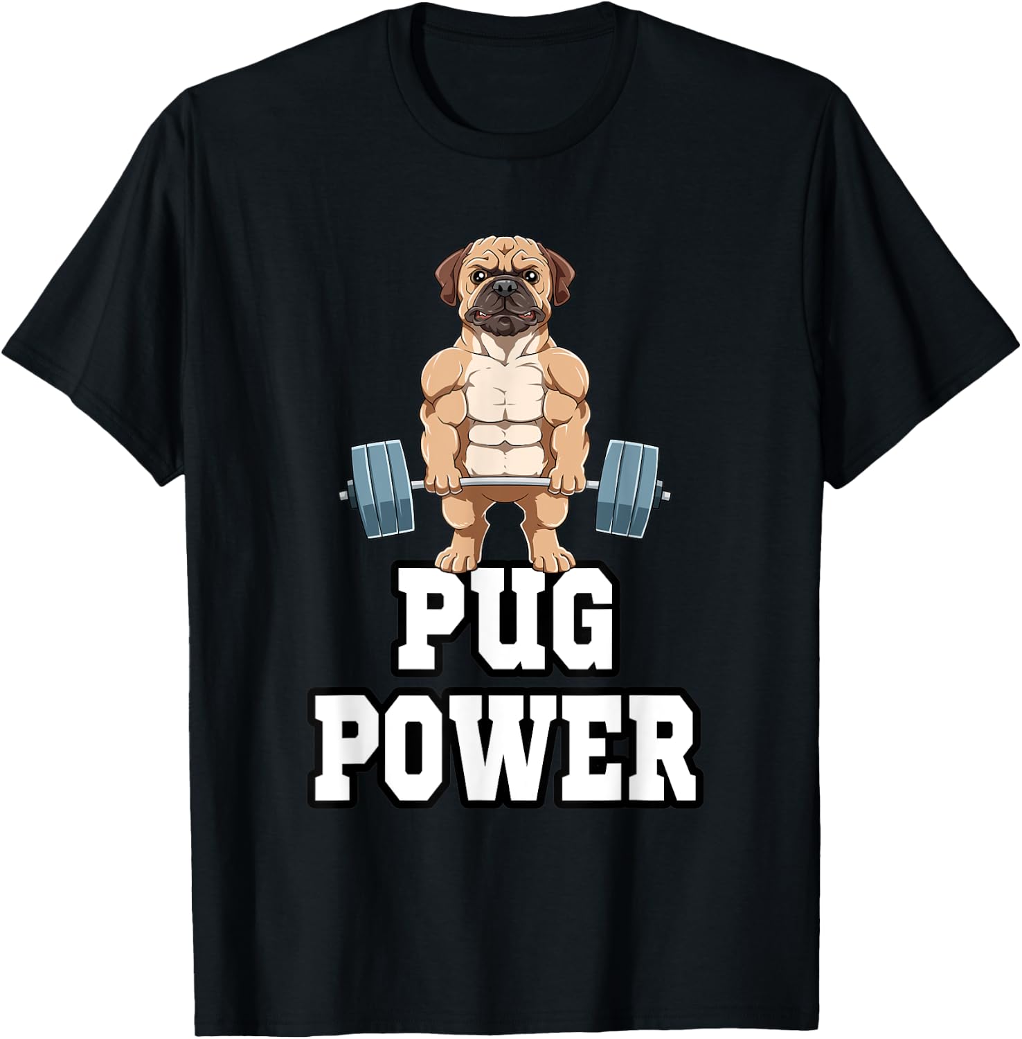 Pug Fitness Muscles Workout Weight T-Shirt - T-Shirt | Black