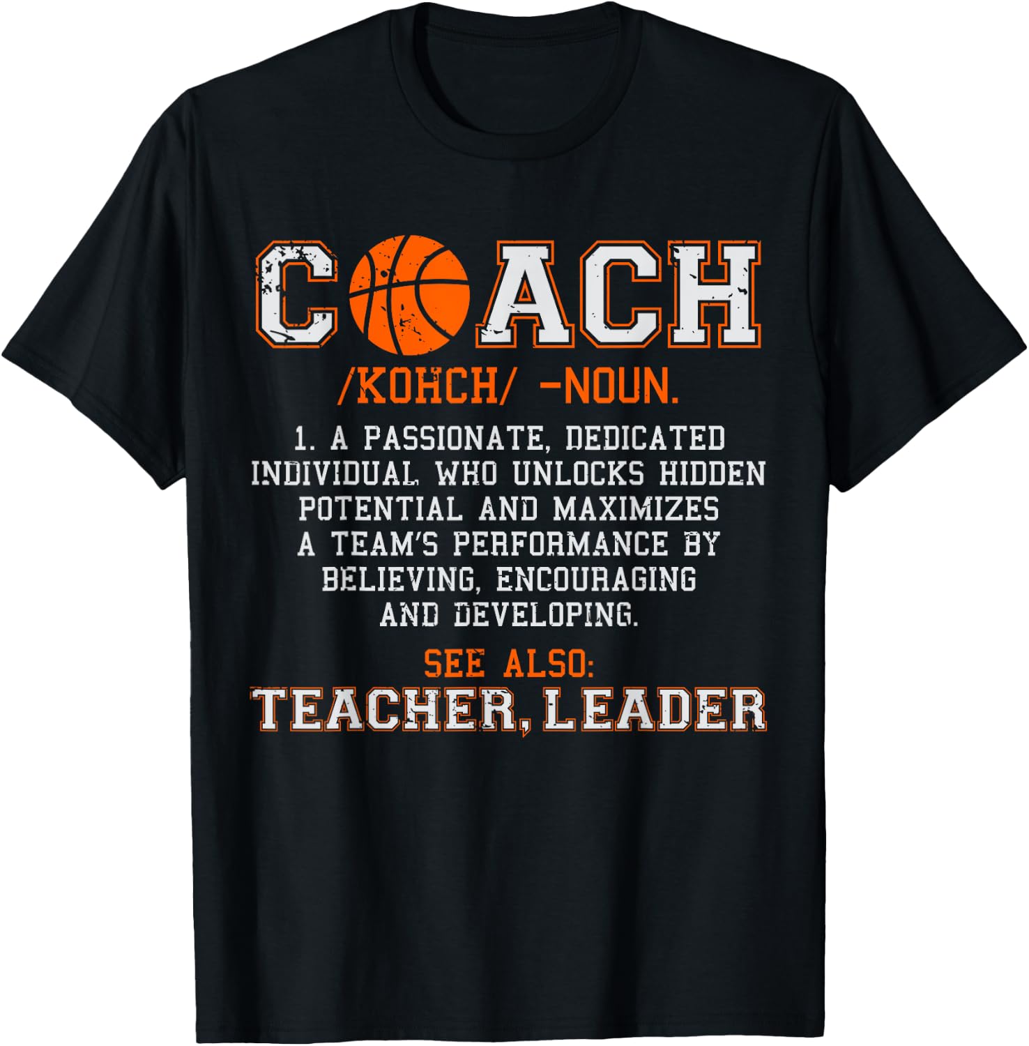 Basketball Coach Noun Definition Funny Men Women Sports Gifts T-Shirt - T-Shirt | Black