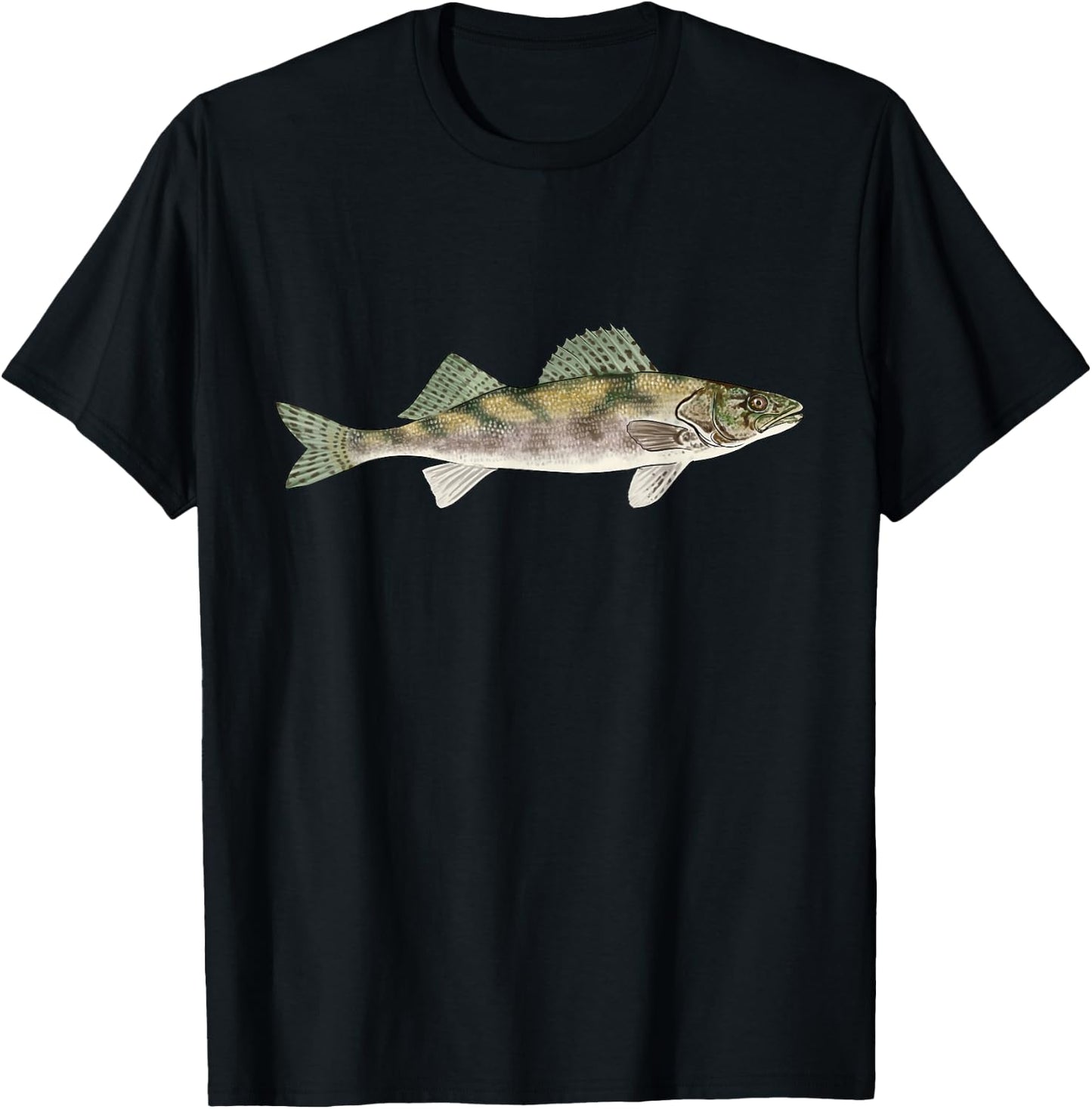 Sauger Fishing Graphic American Freshwater Fish Angler Gift T-Shirt - T-Shirt | Black