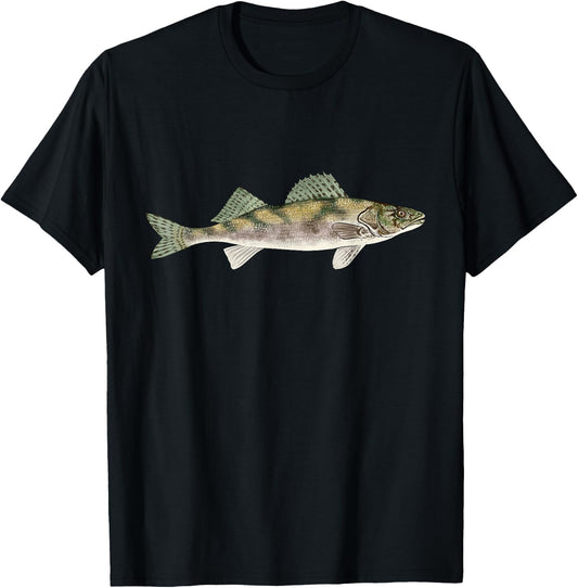 Sauger Fishing Graphic American Freshwater Fish Angler Gift T-Shirt - T-Shirt | Black