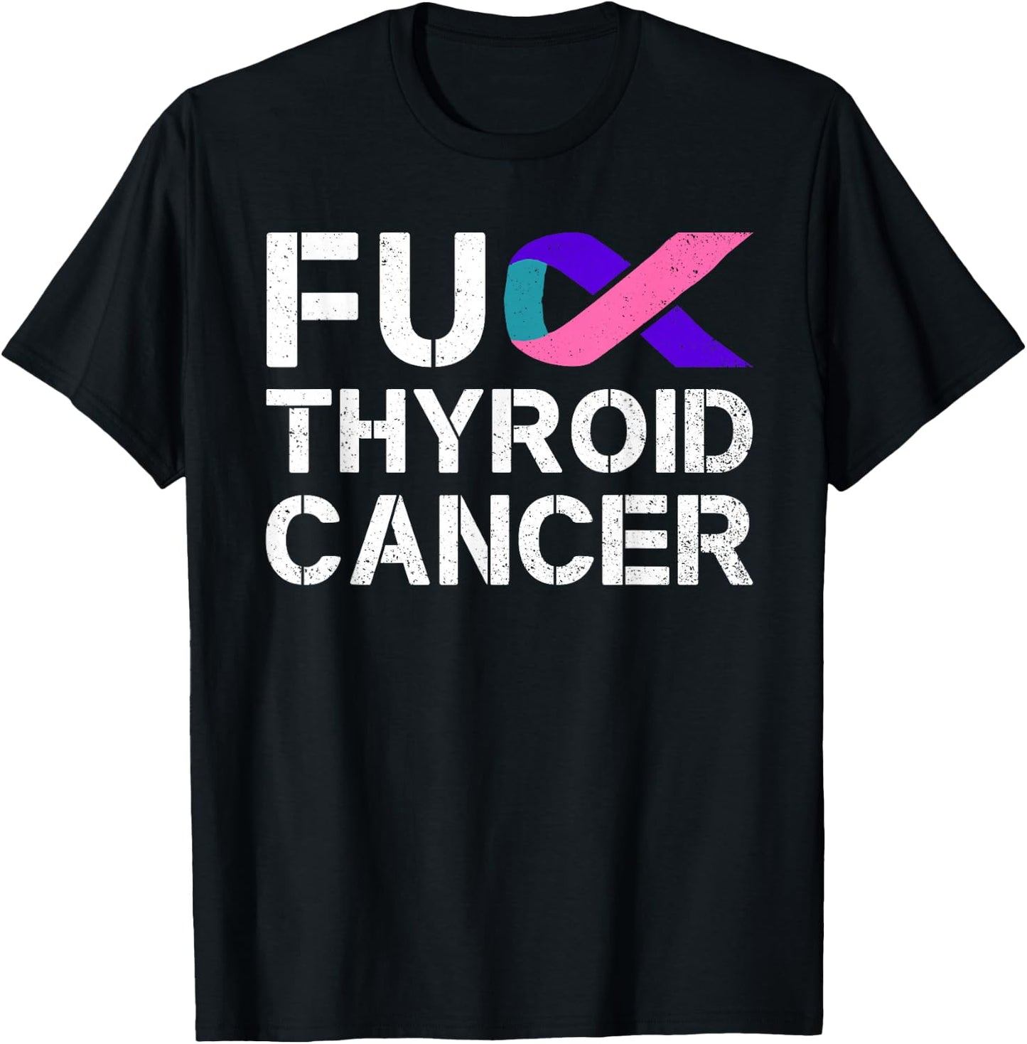 Fuck Thyroid Cancer Awareness Month Ribbon Survivor Fighter T-Shirt - T-Shirt | Black