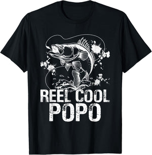 Reel Cool Popo Fishing Happy Father's Day Fisherman Men T-Shirt - T-Shirt | Black