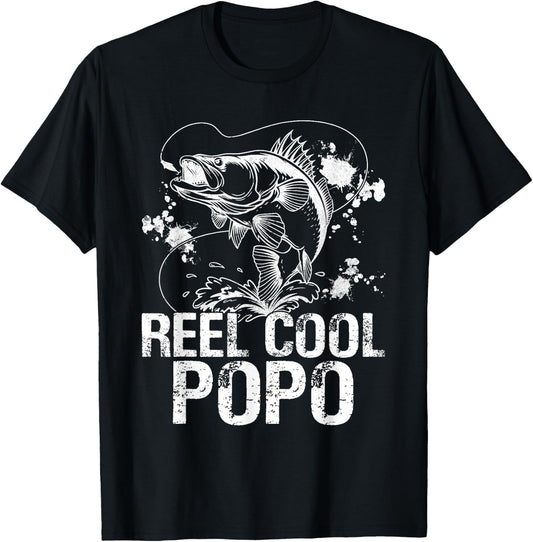 Reel Cool Popo Fishing Happy Father's Day Fisherman Men T-Shirt - T-Shirt | Black
