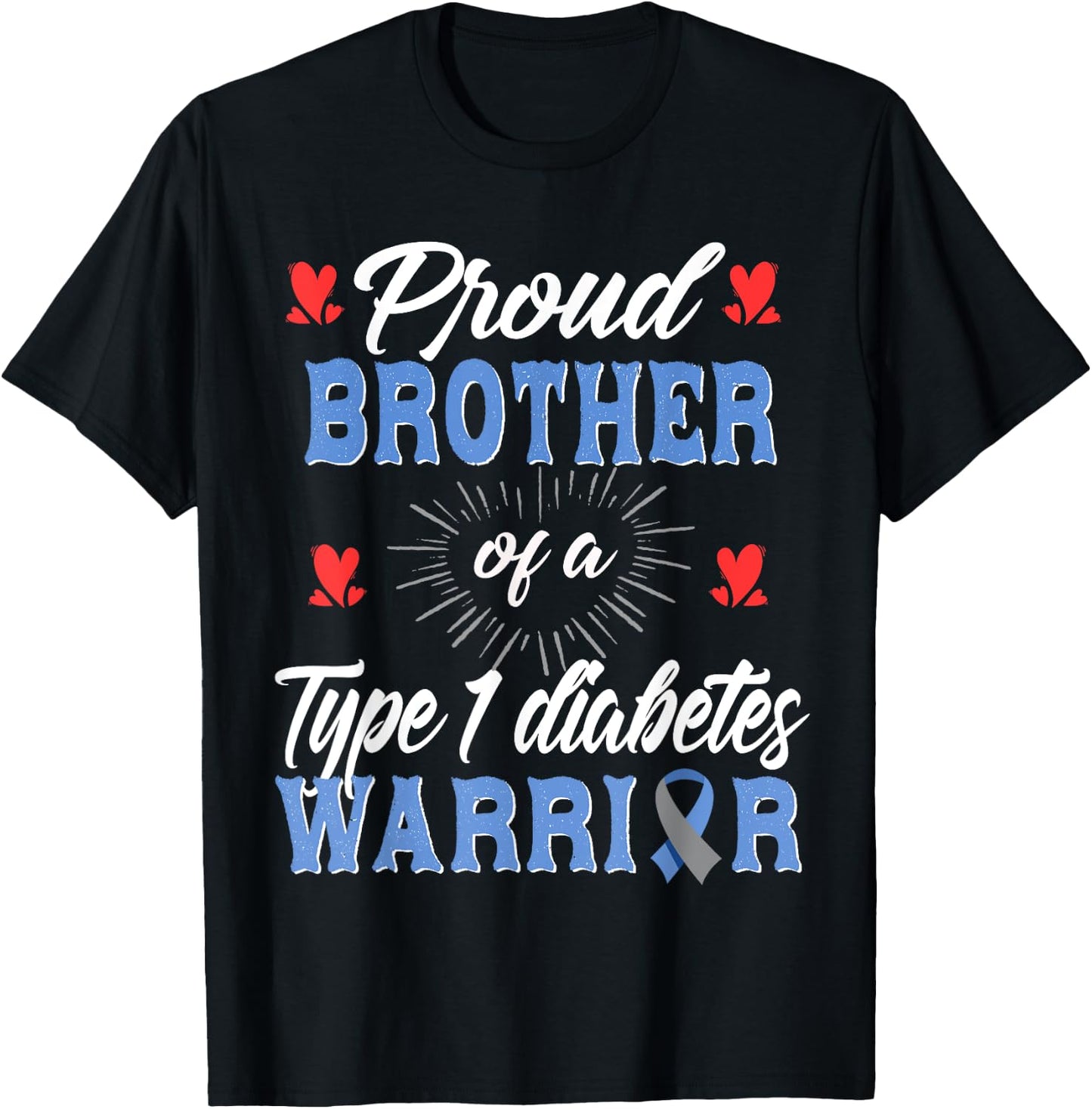 T1D Proud Brother Diabetes Awareness Type 1 Insulin Pancreas T-Shirt - T-Shirt | Black