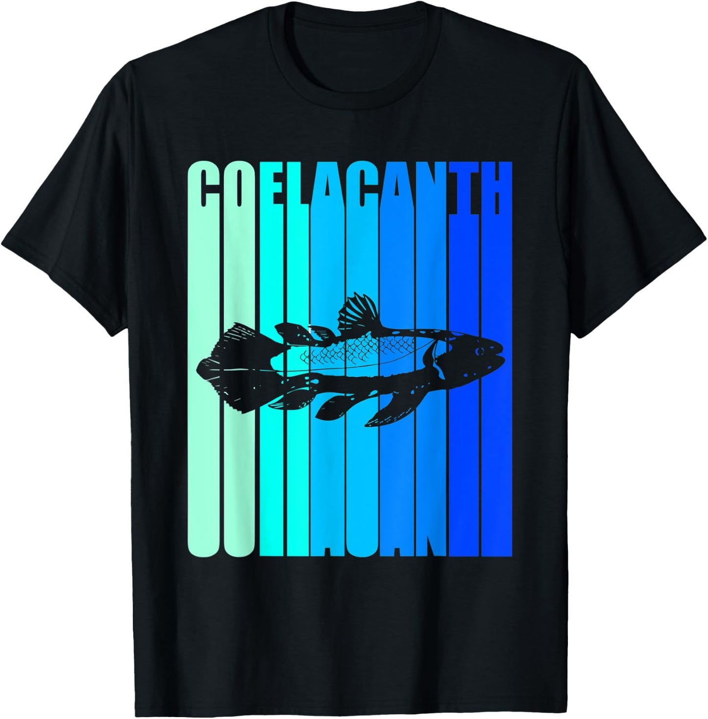 Colorful Text Coelacanth T-Shirt - T-Shirt | Black