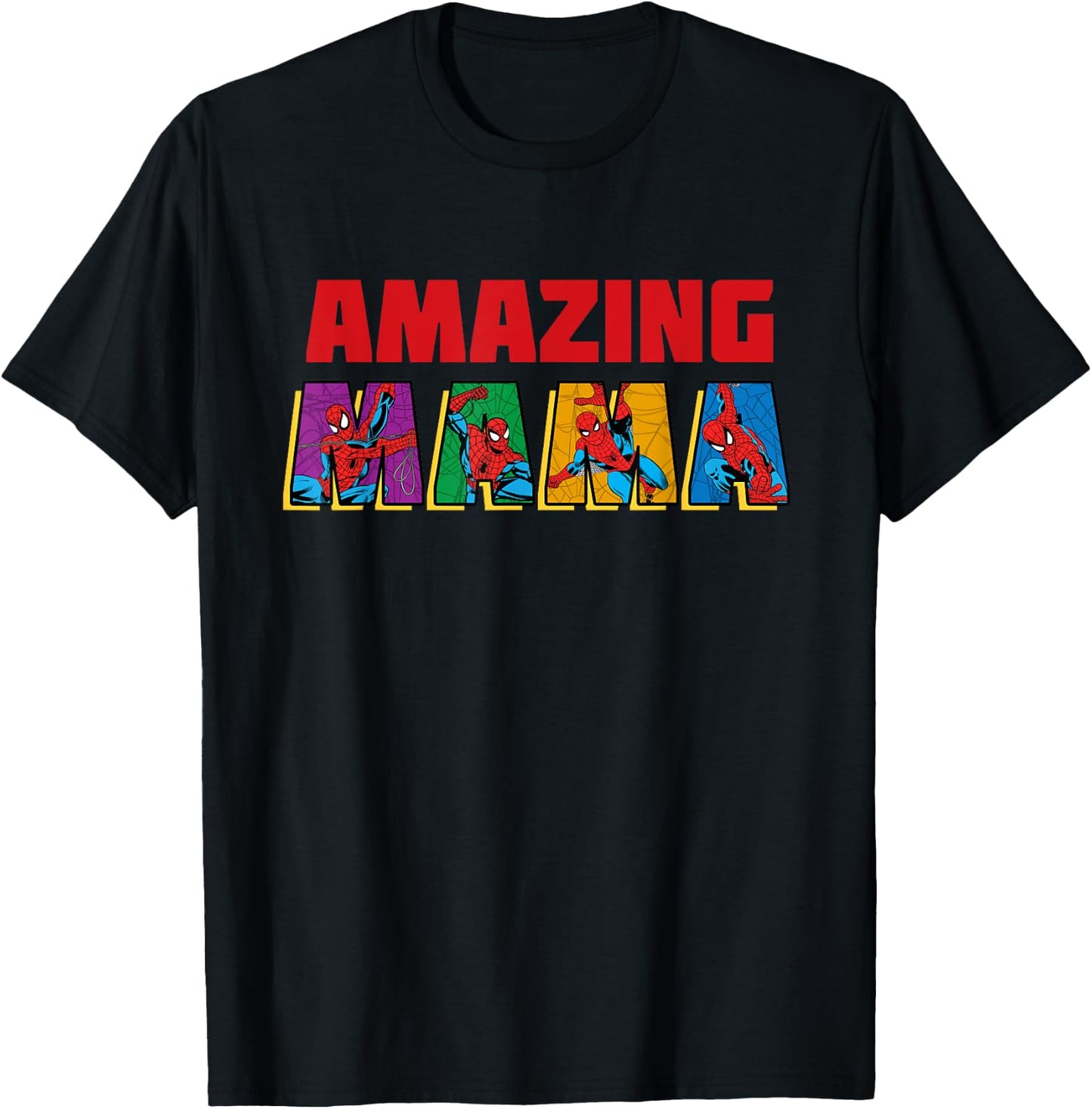 Marvel Spider-Man Amazing Mama Mom Birthday Mother’s Day T-Shirt - T-Shirt | Black