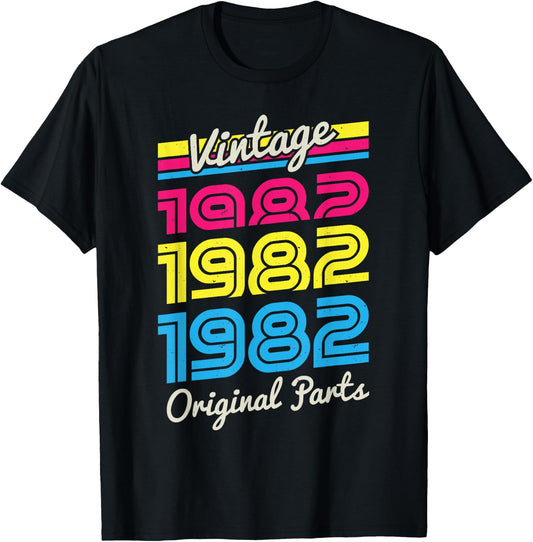 Vintage 1982 80s Women Retro Vintage Eighties Costume Party T-Shirt - T-Shirt | Black