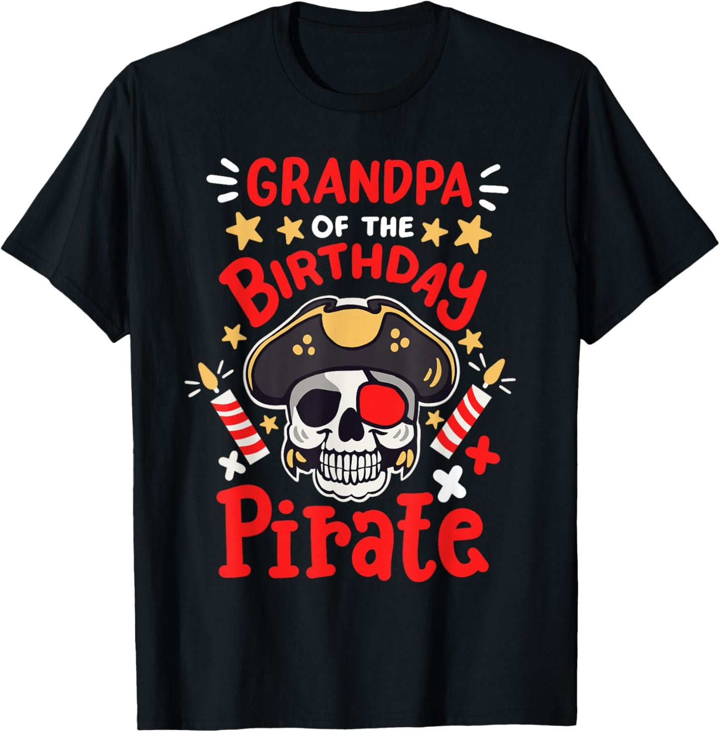 Grandpa Of The Birthday Pirate Party Family Matching Men T-Shirt - T-Shirt | Black
