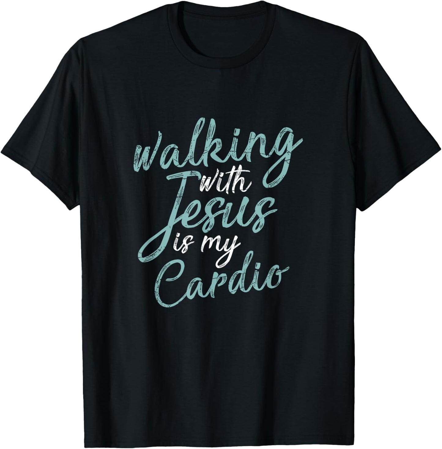 Funny Christian Workout Cardio Gift Jesus Christ Prayer T-Shirt - T-Shirt | Black