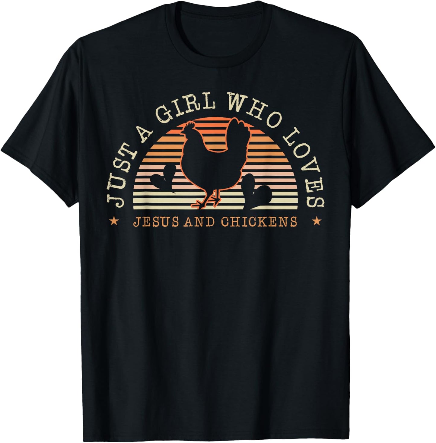 Just A Girl Who Loves Jesus And Chickens Herd Livestock Farm T-Shirt - T-Shirt | Black